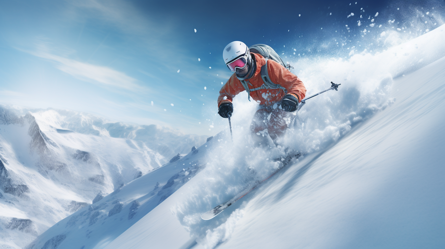 Skifahrer fährt in Pulvercshnee