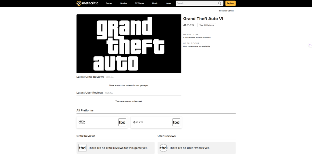 Entdecke die neuesten Spekulationen zum GTA 6 Trailer von Rockstar Games und mögliche Hinweise auf den Release auf Metacritic.